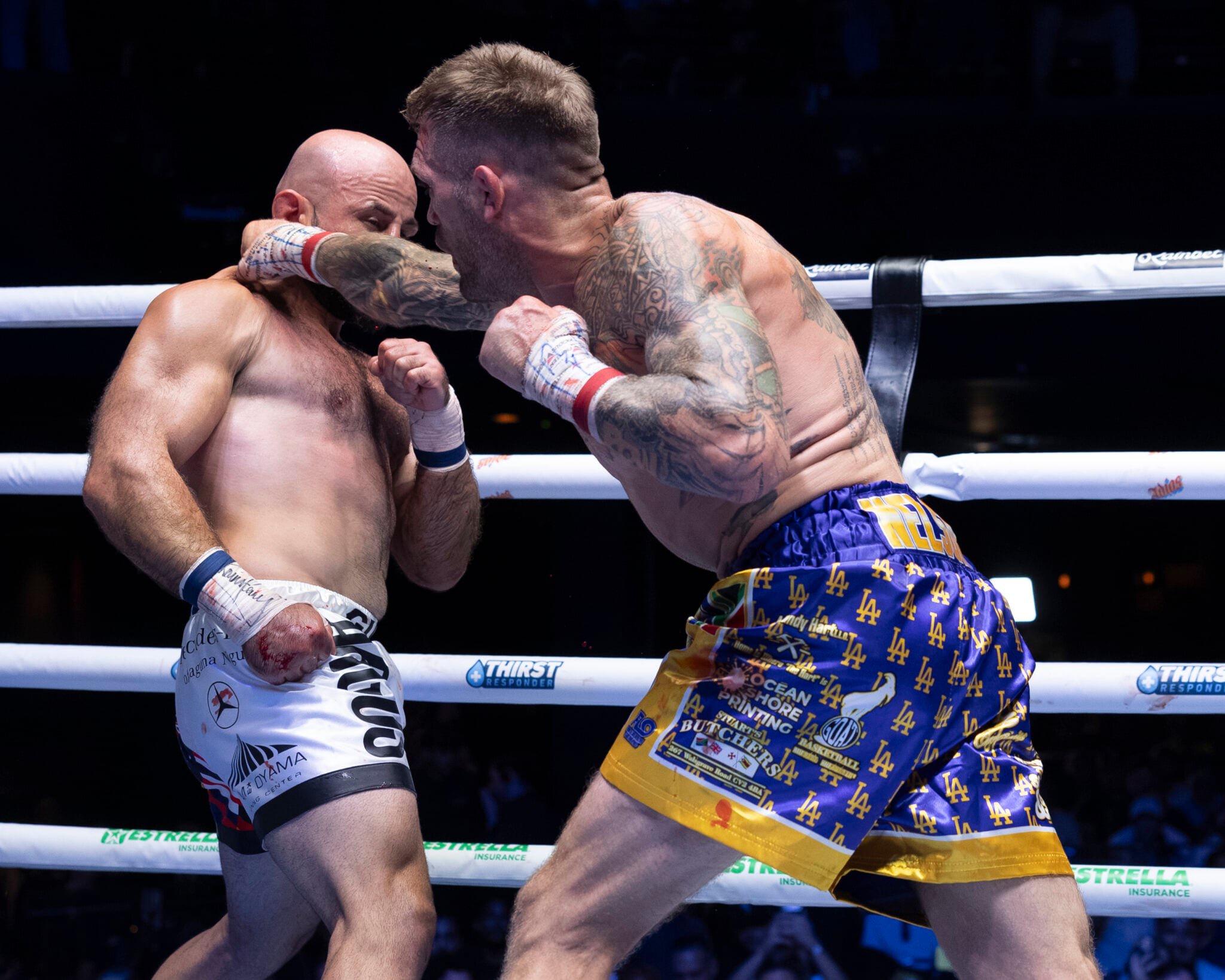 LT Nelson punches Serob Minasyan in a BKB Bare Knuckle fight