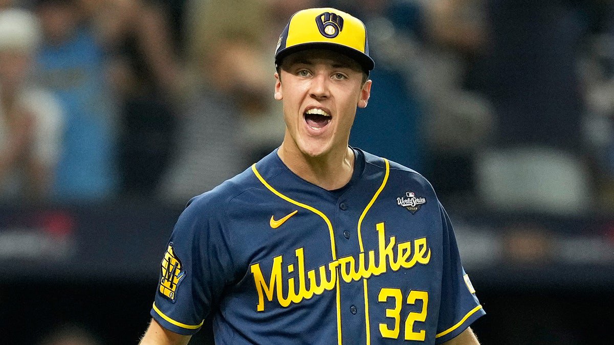 Jacob Misiorowski reacts on field