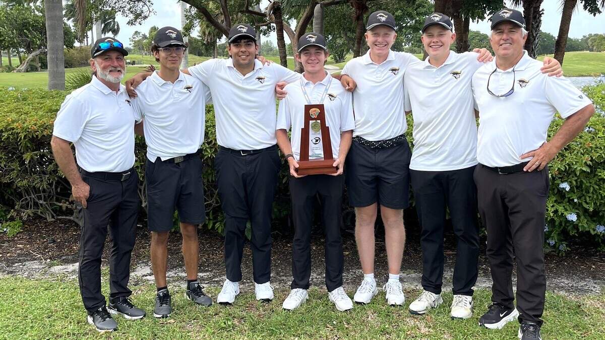 The district champion American Heritage-Plantation boys’ golf team.