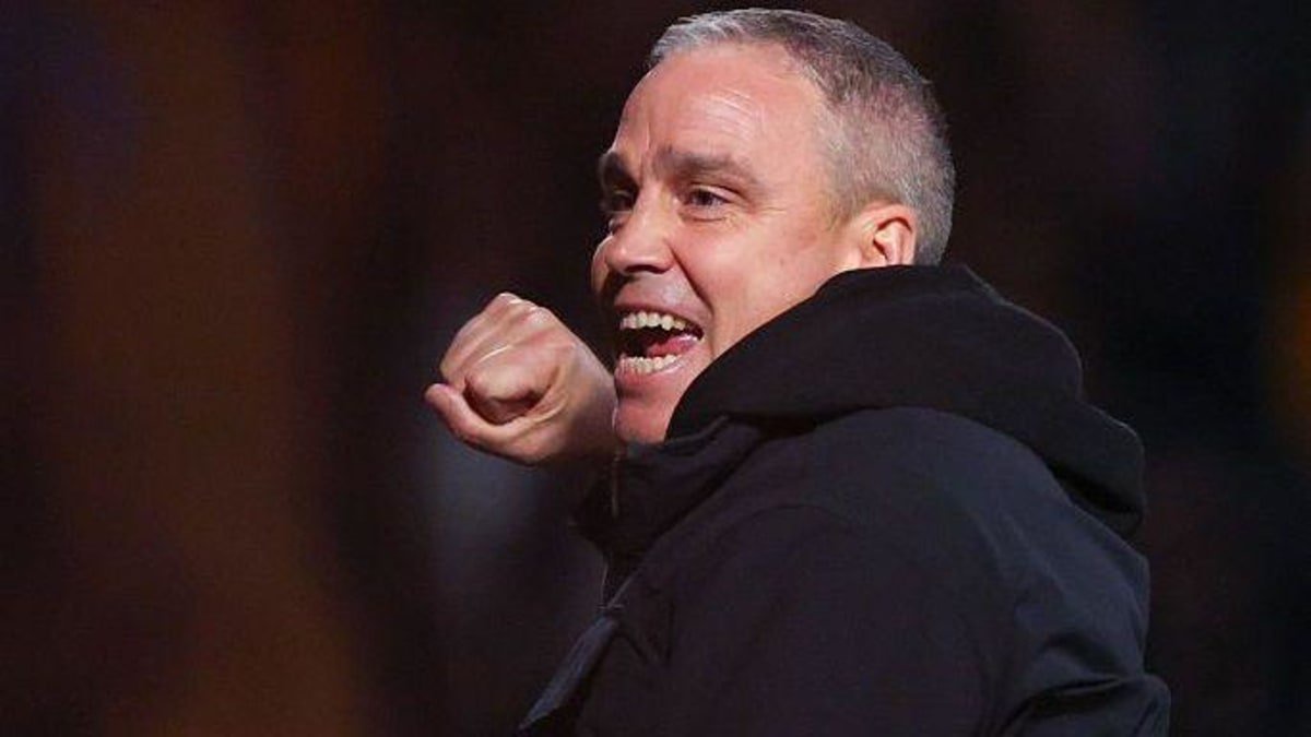 Bradford City manager Michael Duff celebrates.