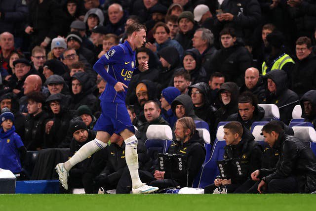 Palmer leaves the field after being sent off against Tottenham