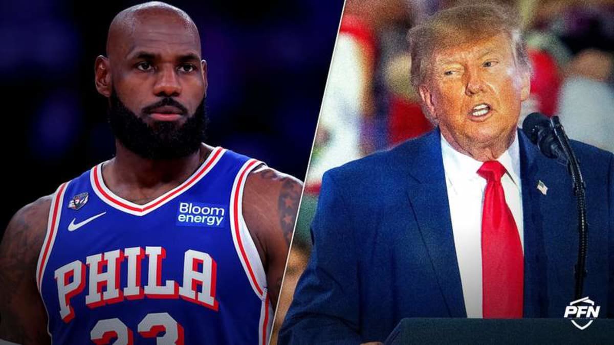 Donald Trump demanded an apology from LeBron James over his national anthem routine. James responded with a one-liner after the 76ers’ comeback win.