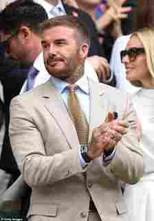 David Beckham applauds from the Royal Box on day one of the championships
