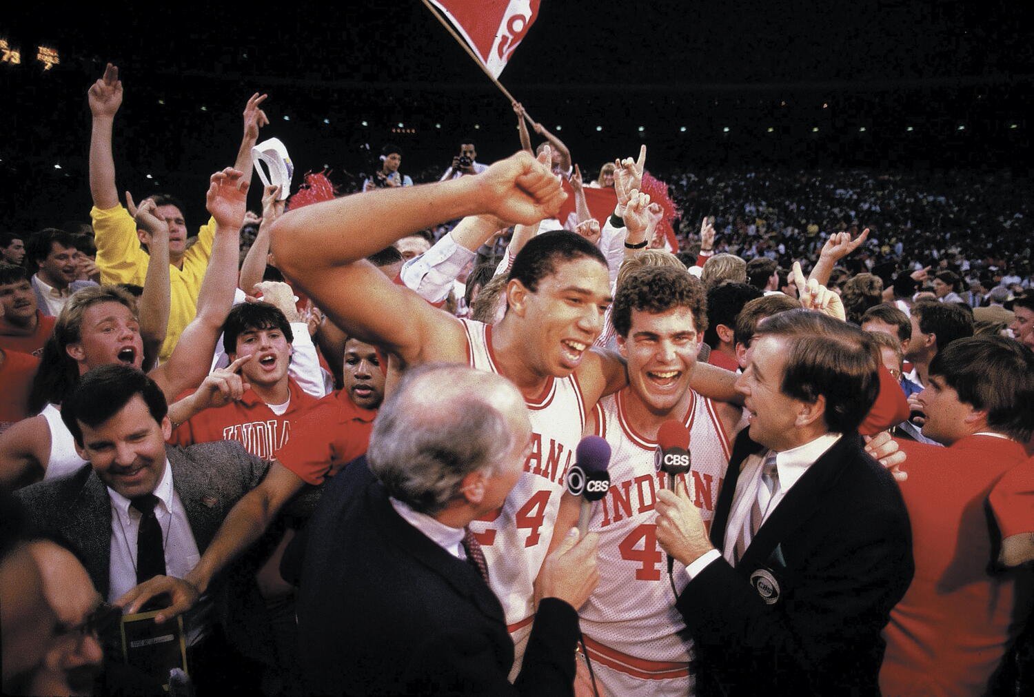 Indiana's Daryl Thomas (24) and Joe Hillman (44).