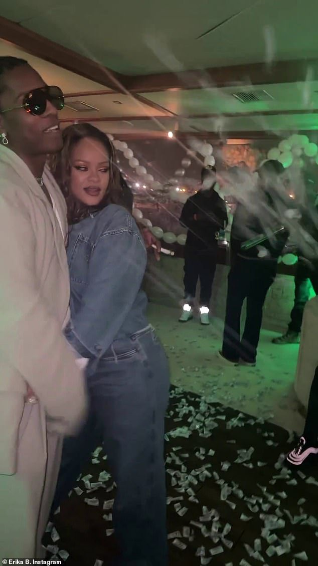 Adorable: In one clip that was shared to her own stories, Rihanna and the Am I Dreaming hitmaker stood closely together while surrounded by other close friends and guests on the boat