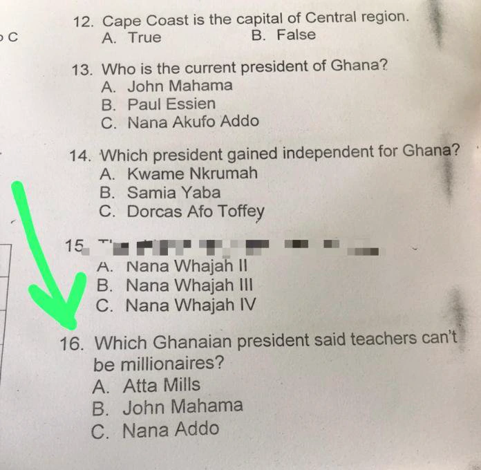 Akuffo Addo's "Teachers can't be Millionaires' comment surfaces in End of Term Exams 1