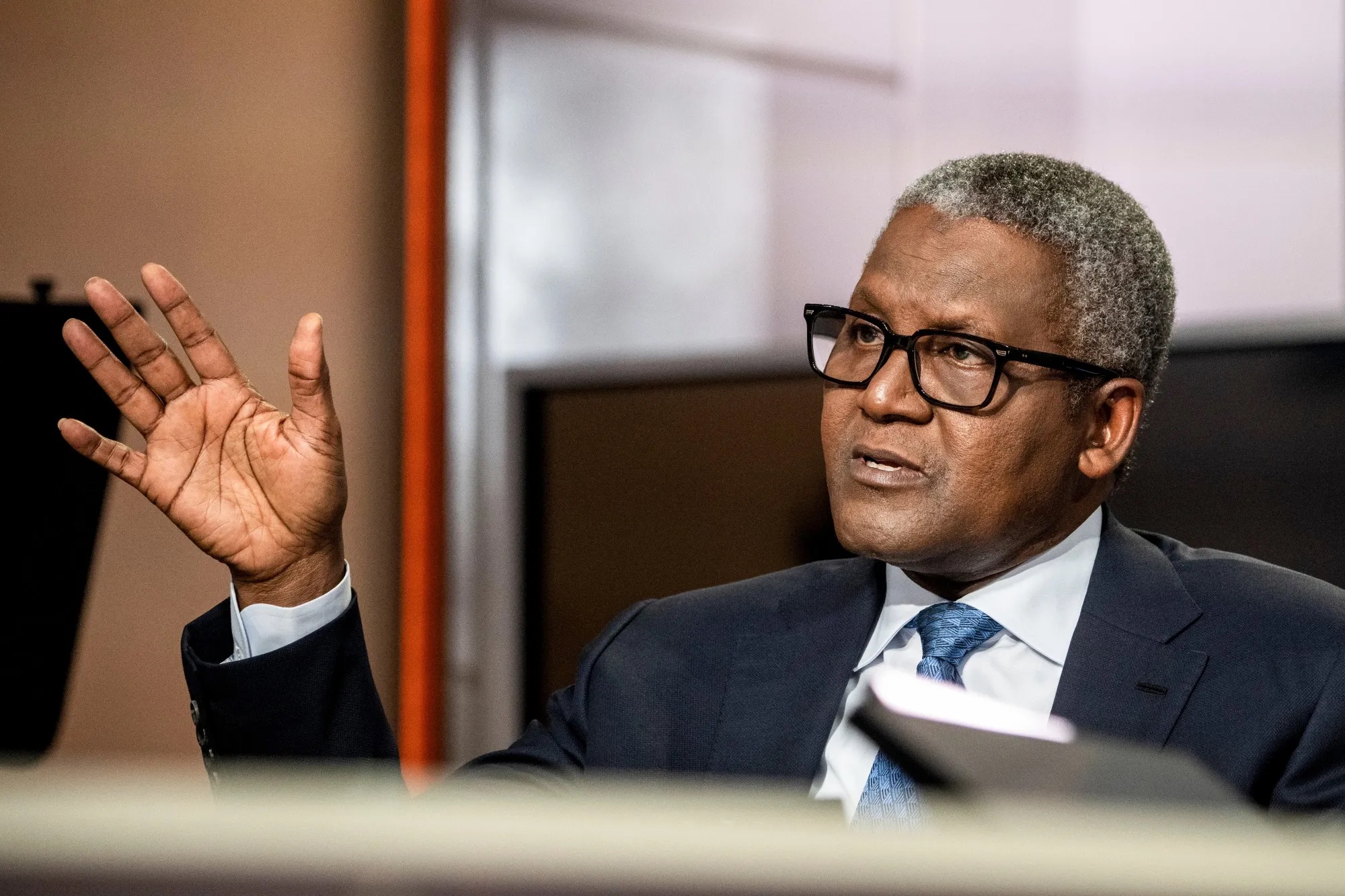 Aliko Dangote during a Bloomberg Television interview in New York, on Sept. 23.