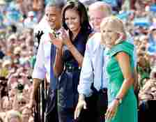 President Barack Obama is joined on stage by his wife, Michelle, and Vice President Joe Biden and his wife, Dr. Jill Biden, after his speech at Strawbery Banke in 2012. This is the photo we ran across six columns in the next day's paper with the headline “Portsmouth welcomes the fab four.”