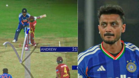 Axar Patel ने चौथे टी20 मुकाबले में Jewel Andrew को एलबीडब्ल्यू आउट कर भारत को पहली सफलता दिलाई