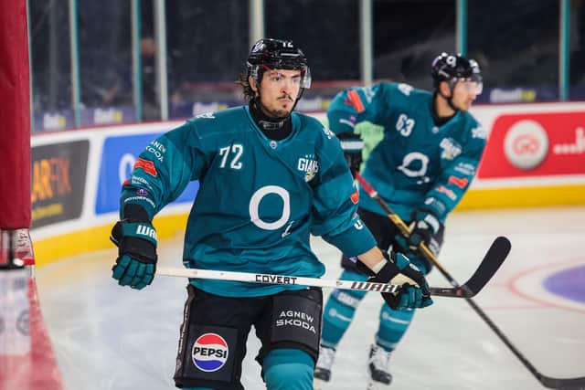 Belfast Giants’ Cole Shudra (#72) during the warm-up before a pre-season exhibition game against Denmark's Herlev Eagles at The O2 Belfast.  Photo William Cherry/Presseye