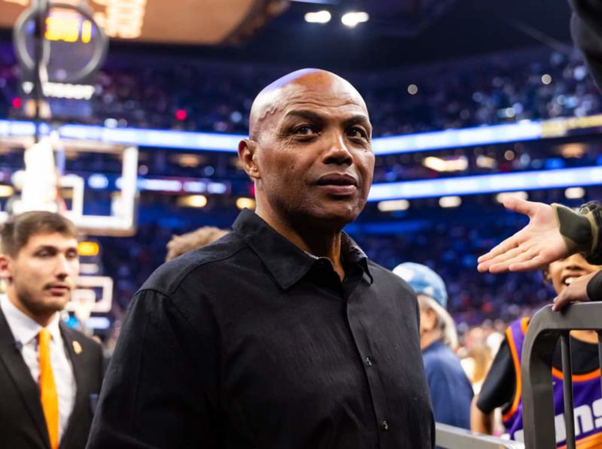 Nov 21, 2025; Phoenix, Arizona, USA; Phoenix Suns former player Charles Barkley in attendance against the Minnesota Timberwolves during an NBA Cup game at Mortgage Matchup Center. © Mark J. Rebilas-Imagn Images