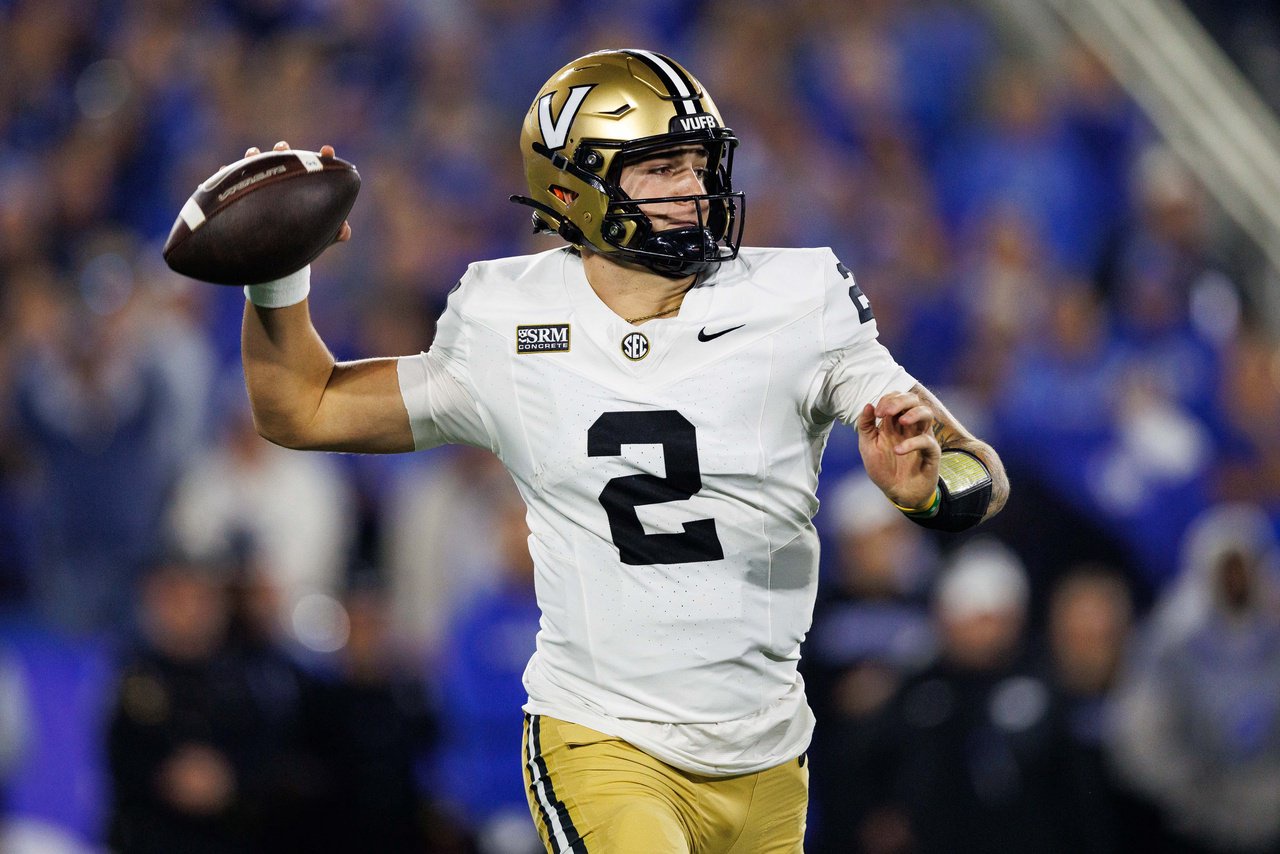 Oct 24, 2026; Lexington, Kentucky, USA;  Vanderbilt Commodores quarterback Jared Curtis (2) throws a pass during the first quarter against the Kentucky Wildcats at Kroger Field.  Mandatory Credit: Jordan Prather-Imagn Images
