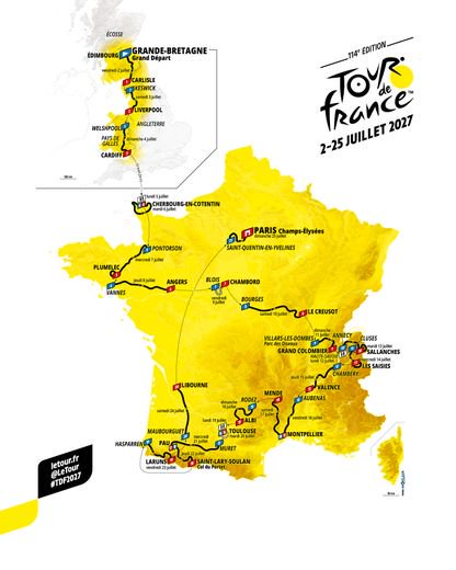 La carte du Tour de France 2027.