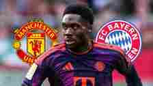 Manchester United badge, Alphonso Davies, Bayern Munich badge - copyright TEAMtalk