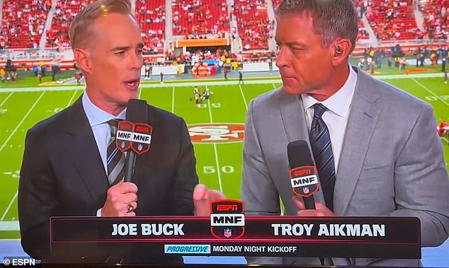 Joe Buck and Troy Aikman were back in the ESPN broadcast booth on Monday Night Football