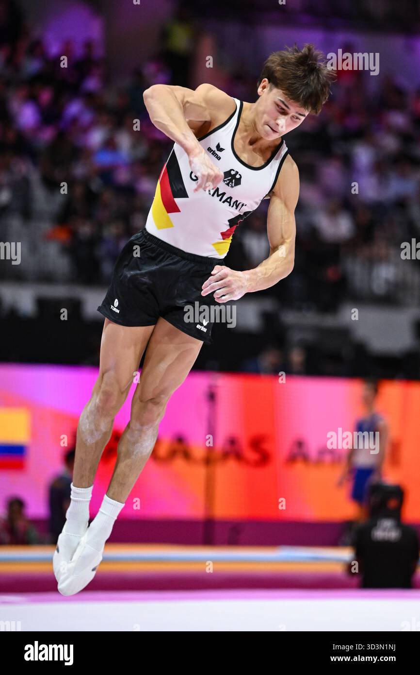 October jakarta indonesia timo eder competes on the floor exercise during the competition held at the indonesia arena in jaka
