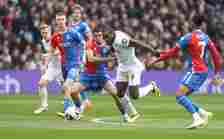 West Ham United's Michail Antonio holds off Crystal Palace's Daniel Munoz during the Premier League match between Crystal Palace and West Ham Unite...