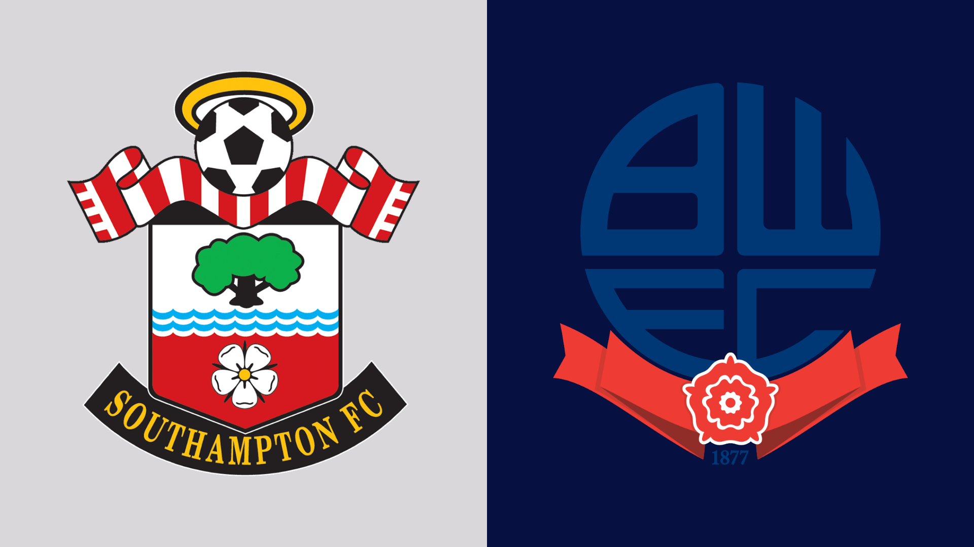 The Southampton and Bolton Wanderers club crests side by side