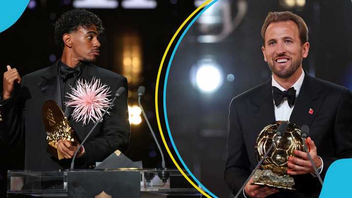 Ballon d’Or 2026, Lamine Yamal, Harry Kane, Lamine Yamal Ballon d'Or reaction, Harry Kane wins Ballon d'Or, Ballon d'Or ceremony, Lamine Yamal photos, Barcelona winger, Ballon d'Or results, Kylian Mbappe, London Palladium Theatre.