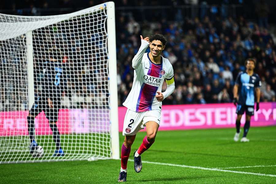 Achraf Hakimi celebrates his hat-trick