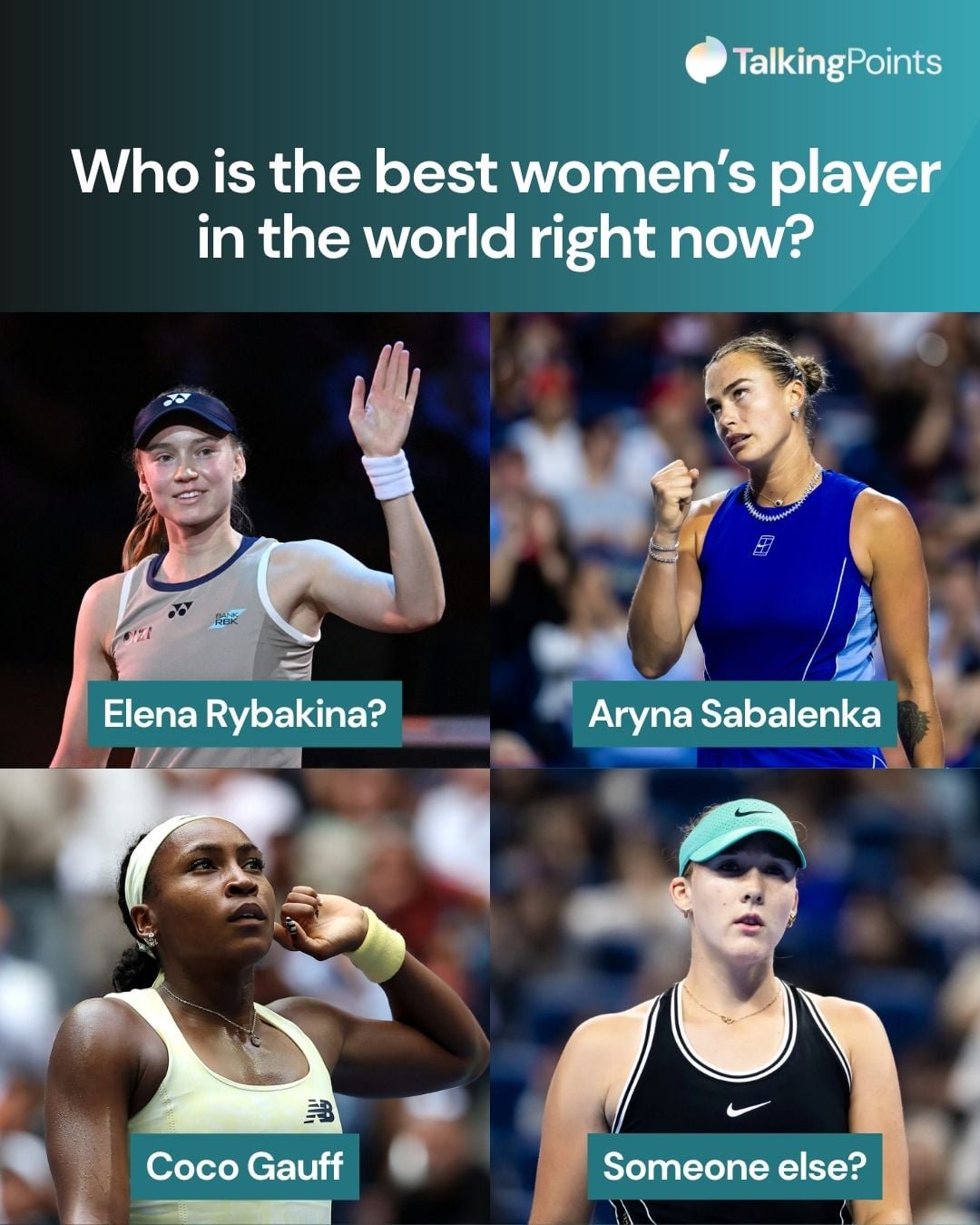 4-way graphic with best WTA player question