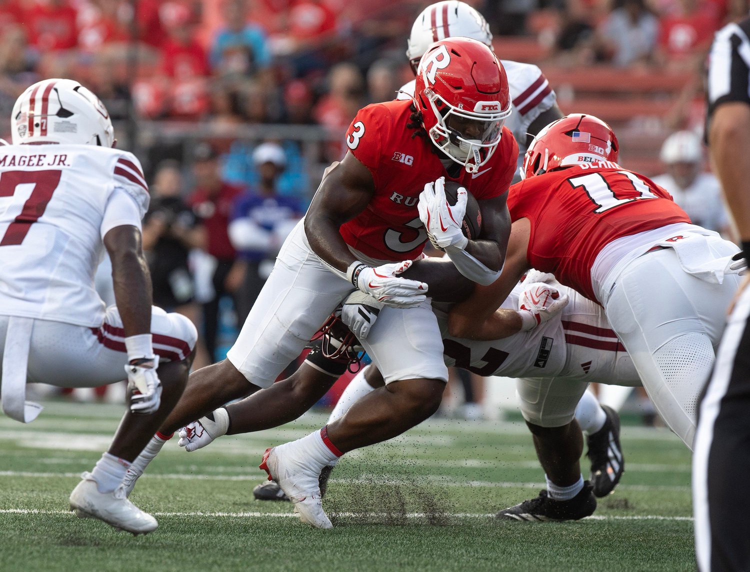 Massachusetts Minutemen at Rutgers Scarlet Knights football in Piscataway, New Jersey on Thursday, September 3, 2026. Rutgers #3 Antwan Raymond.