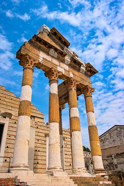 Ruins ancient roman building brescia