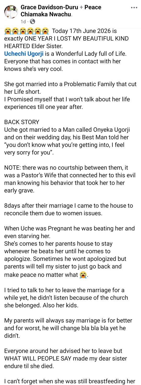 Woman calls out late sister