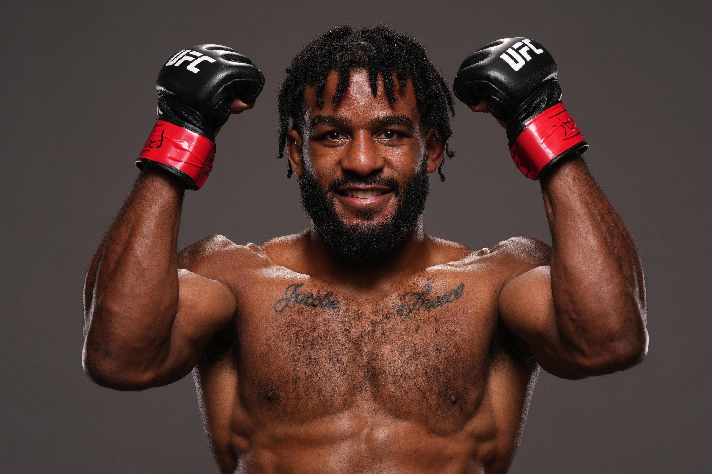 SALT LAKE CITY, UTAH - OCTOBER 03: Jacobe Smith poses for a portrait after his victory during the UFC 332 event at Delta Center on October 03, 2026 in Salt Lake City, Utah. (Photo by Mike Roach/Zuffa LLC)