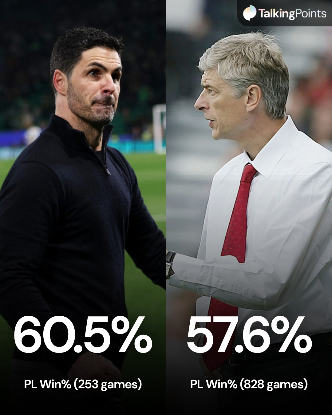 Mikel Arteta and Arsene Wenger