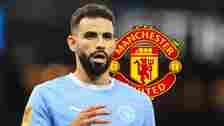 Man City star Rayan Ait-Nouri with a Man Utd badge