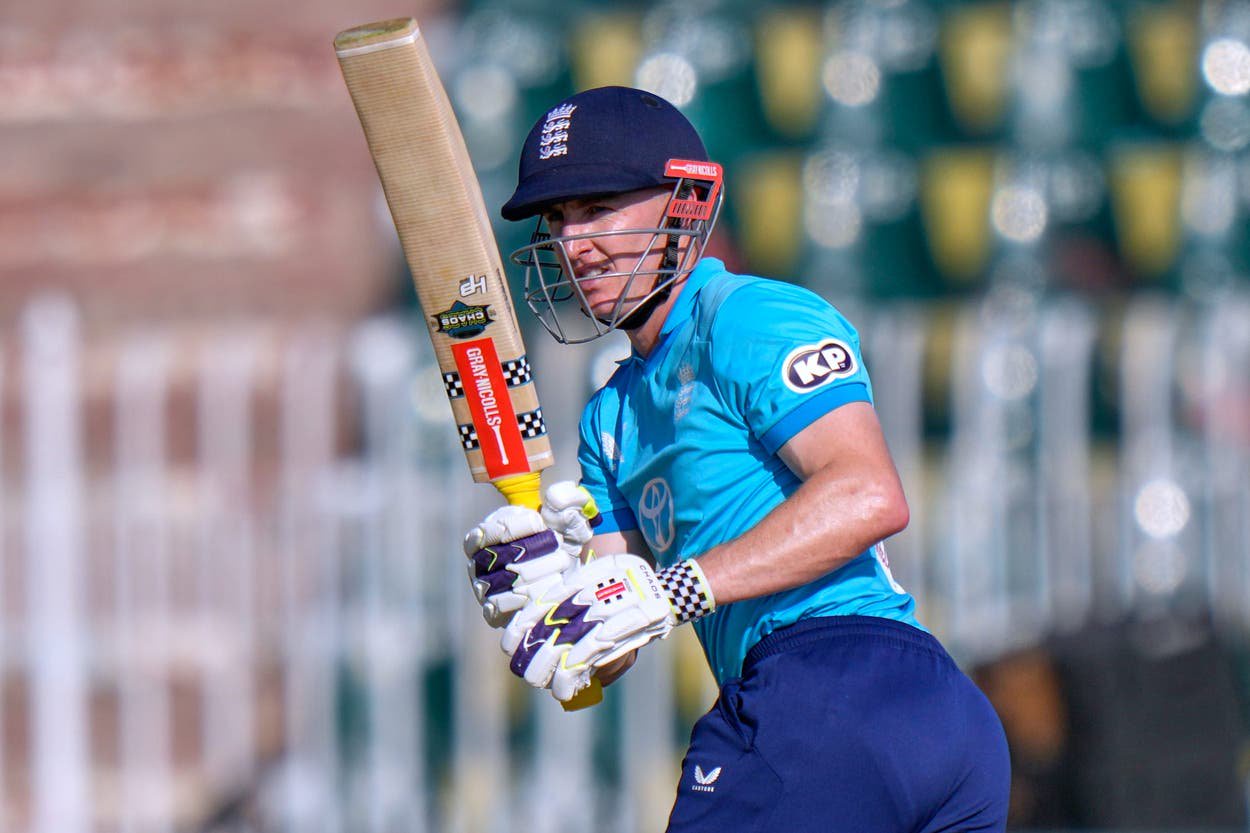 Harry Brook made 202 but England were sensationally beaten by Sri Lanka (Anjum Naveed/AP)