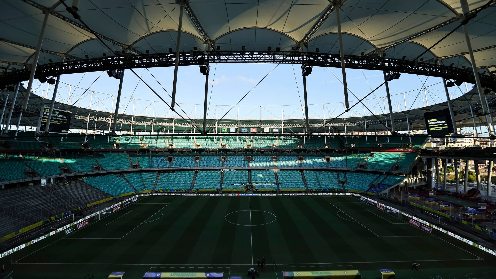 SALVADOR, BRAZIL - NOVEMBER 19: A general view inside the Arena Fonte Nova prior to the FIFA World Cup 2026 Qualifier match between Brazil and Uruguay on November 19, 2024 in Salvador, Brazil. (Photo by Heuler Andrey/Eurasia Sport Images/Getty Images)