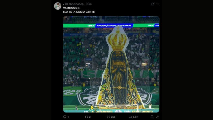 Com imagem de Nossa Senhora, palmeirense celebra queda do Flamengo