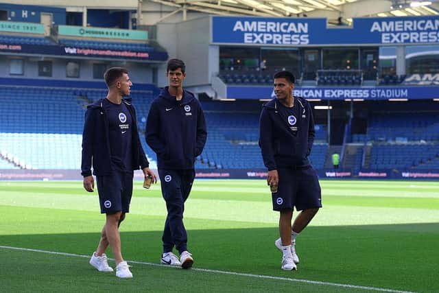 Brighton & Hove Albion defender Costinha (left) has described playing in the Premier League as a childhood dream, admitting he questioned whether it was really happening when he made his debut in England's top flight. (Photo by Luke Walker/Getty Images)