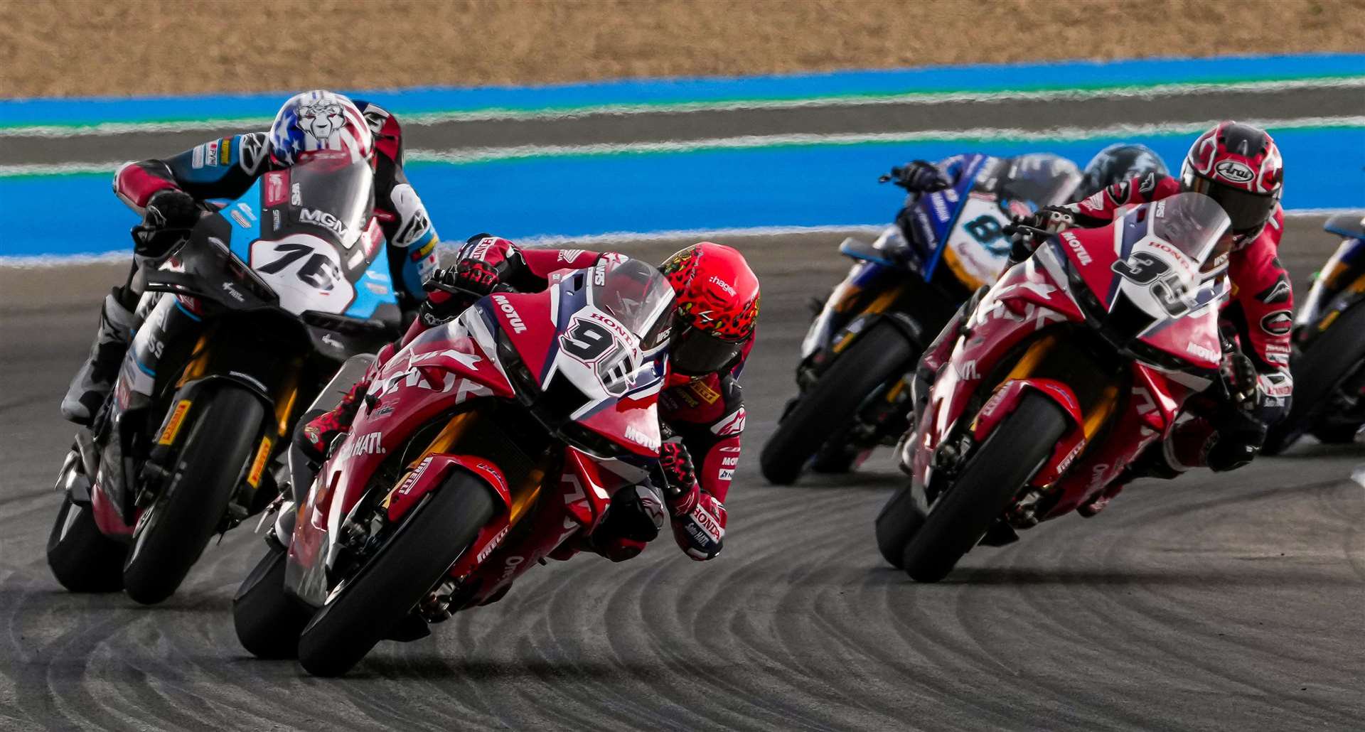 Dover's Jake Dixon (No.96) among the pack at Jerez. Picture: Honda Racing Corporation