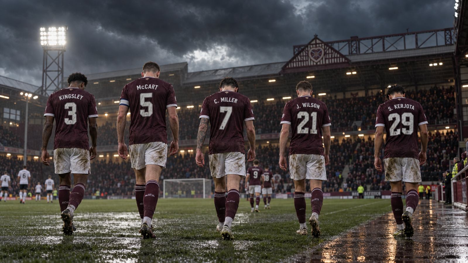 Rainy Post-Match Walkout at Tynecastle