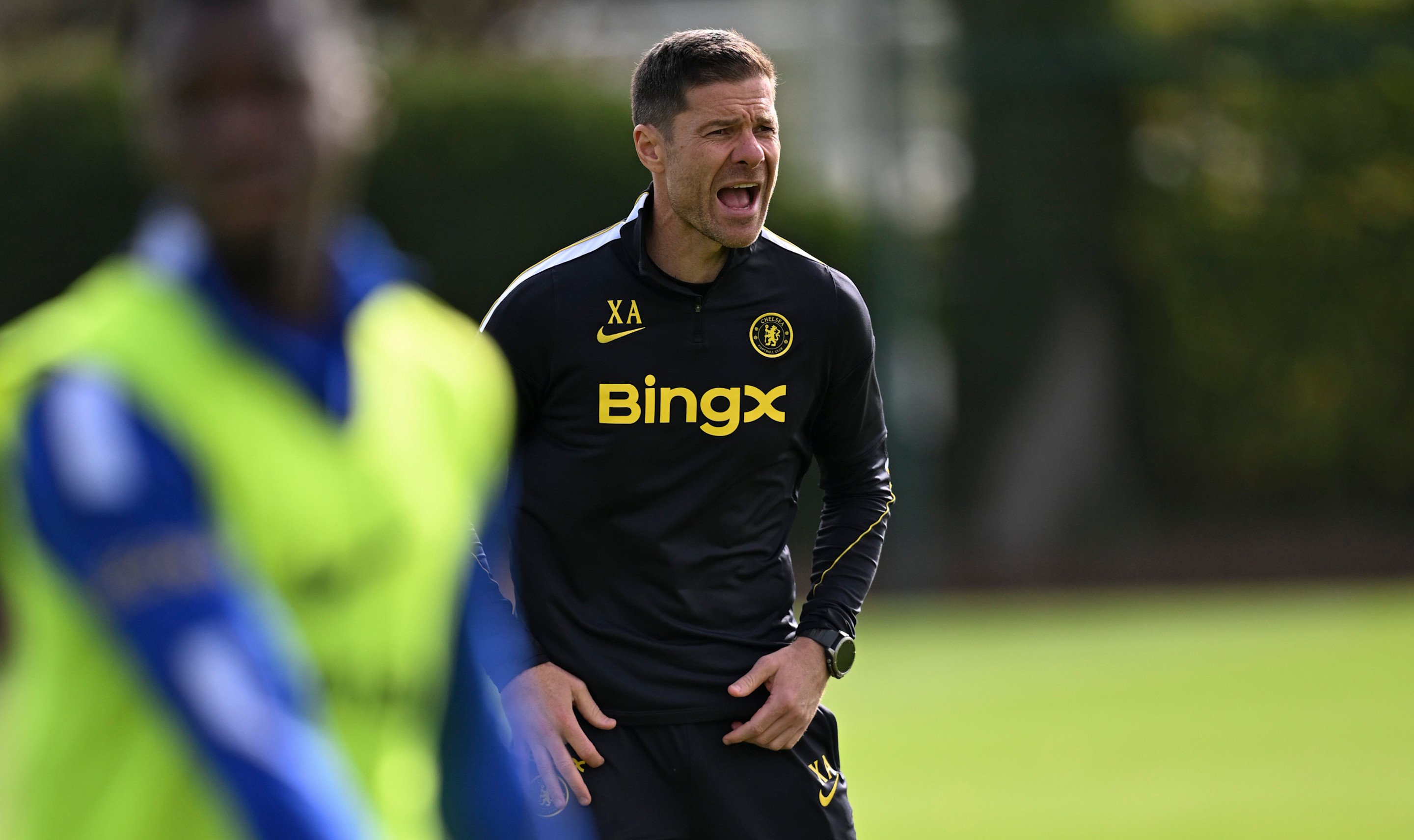Xabi Alonso on the training pitch