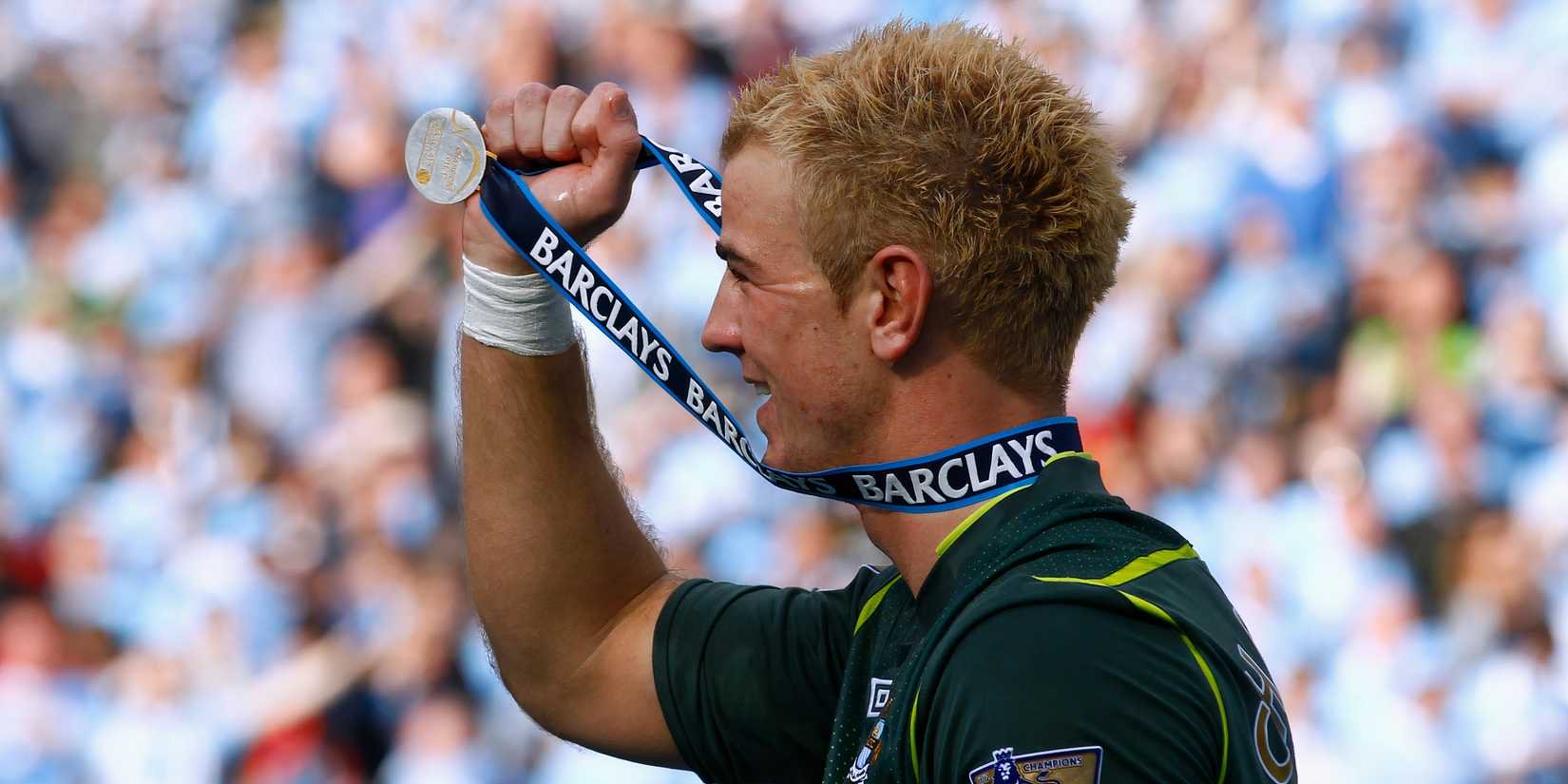 Manchester City's Joe Hart with his Premier League winners medal