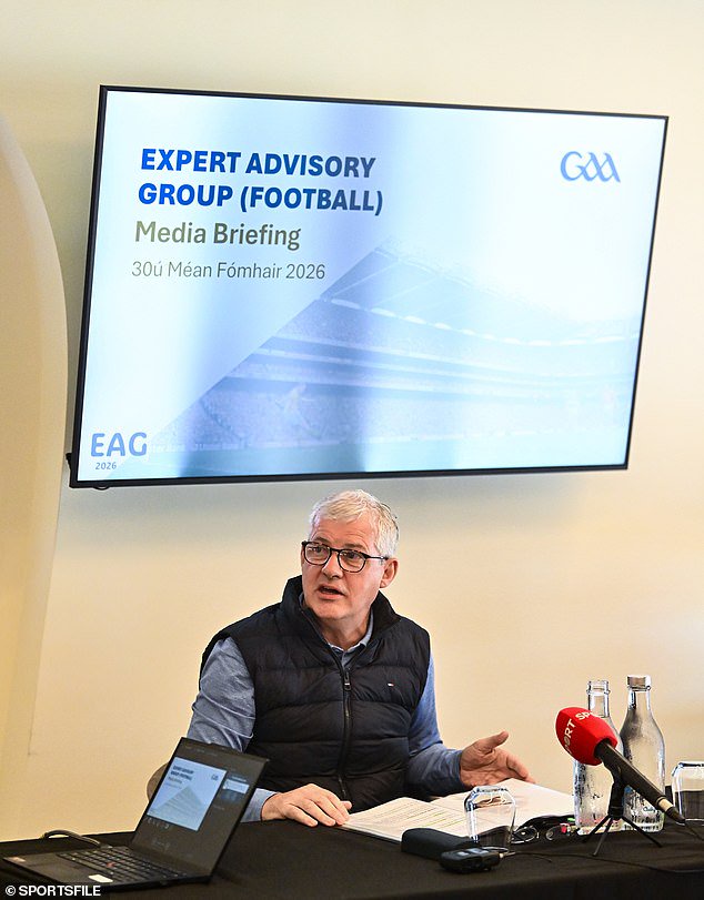 Kevin McStay during a GAA Gaelic Football Expert Advisory Group media briefing