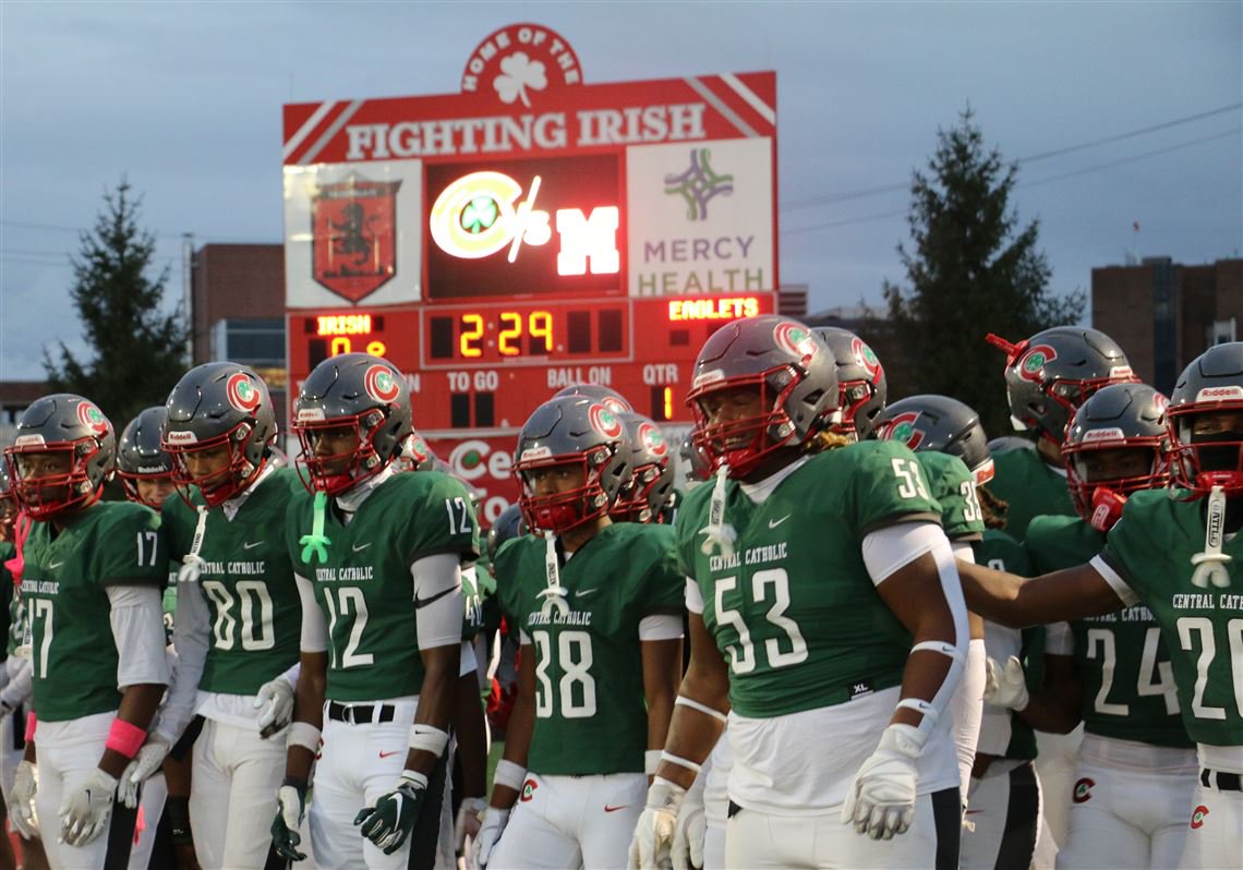 The Central Catholic High School football team lines up to take the field at Gallagher Stadium before taking on Orchard Lake (Mich.) St. Mary's on Oct. 16.
