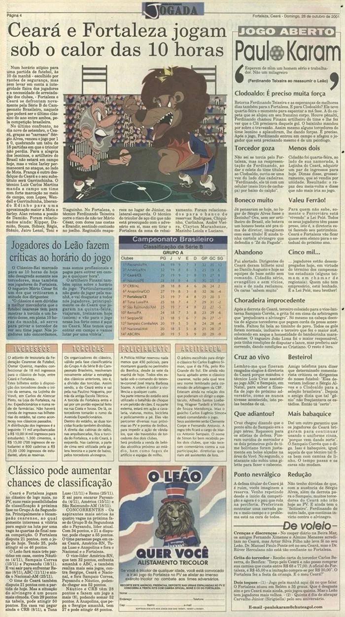 O horário do jogo desagradou jogadores e torcedores