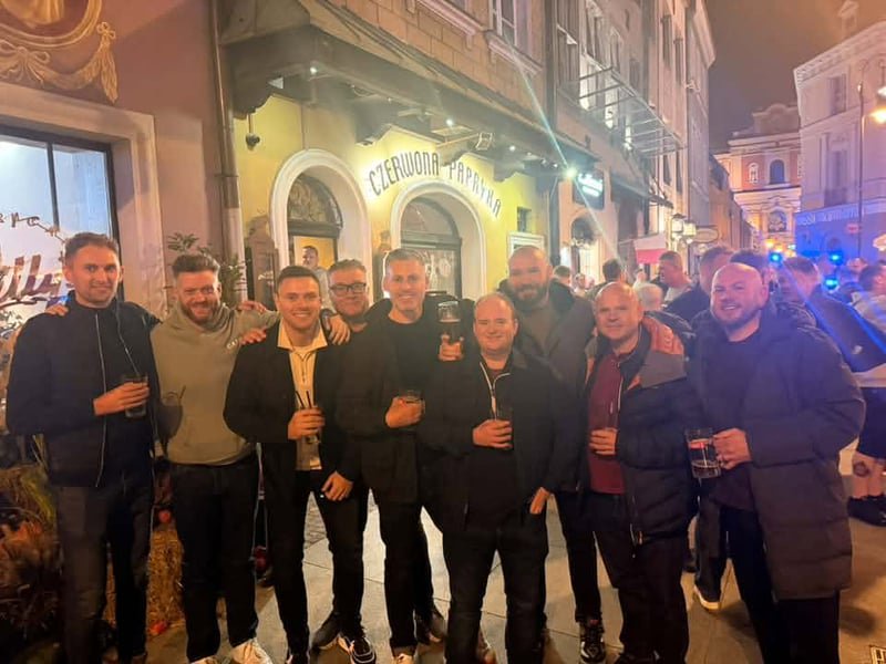 Sunderland fans enjoying a few beers in Poznan