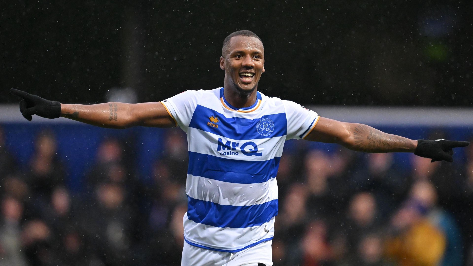 Queens Park Rangers' Richard Koné celebrates his side's fifth goal scored by Jimmy Dunne.