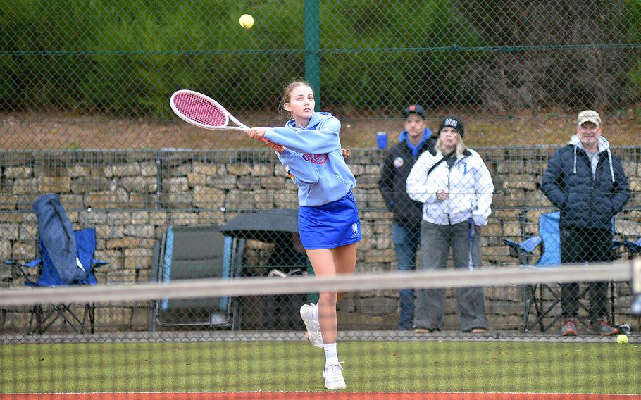 Brooke Vinson connects on a backhand.