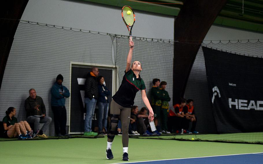 Sabina Kralikova serves.