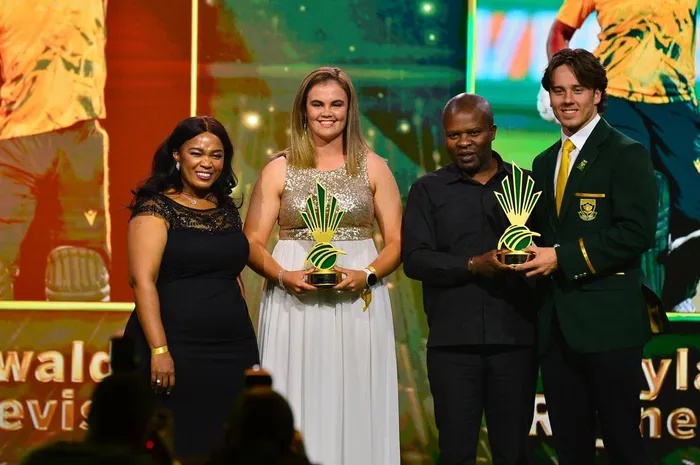 Proteas Women rising star Kayla Reyneke (2nd from left) reflects on prioritising team success after winning the International Women's Newcomer of the Year title at the 2026 Cricket South Africa Awards. Picure: CSA Media