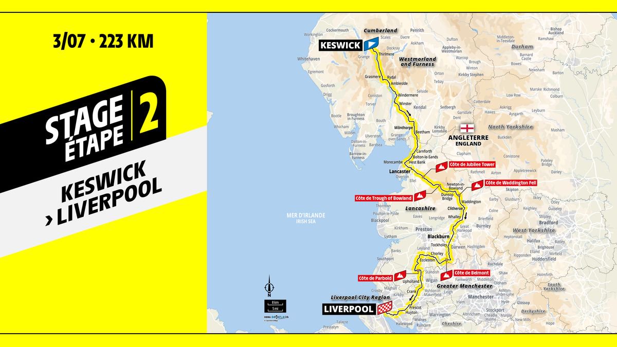 Map showing the full route for the Tour de France’s historic visit to Liverpool in 2027