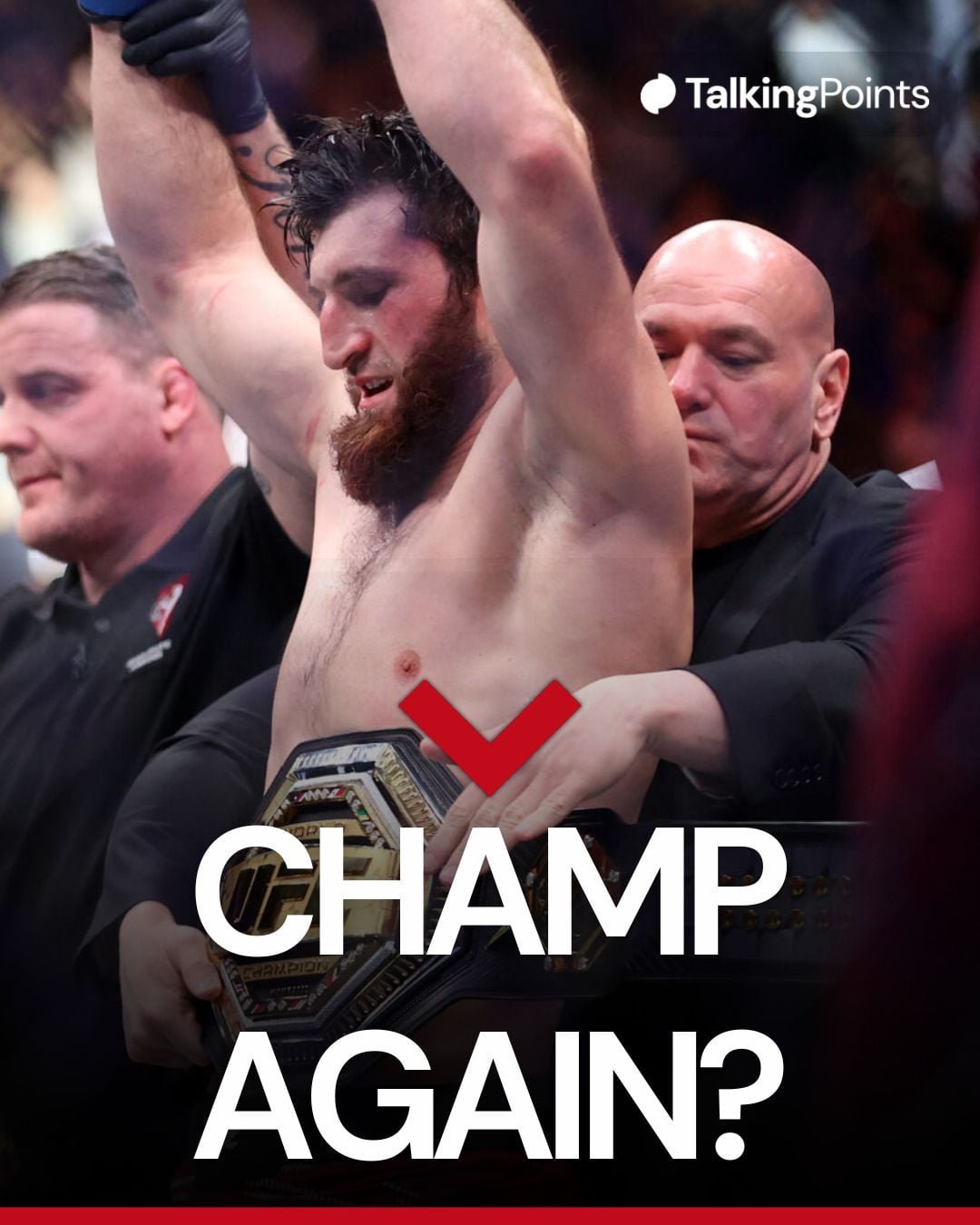 Magomed Ankalaev has the UFC light heavyweight title wrapped around his waist at UFC 313