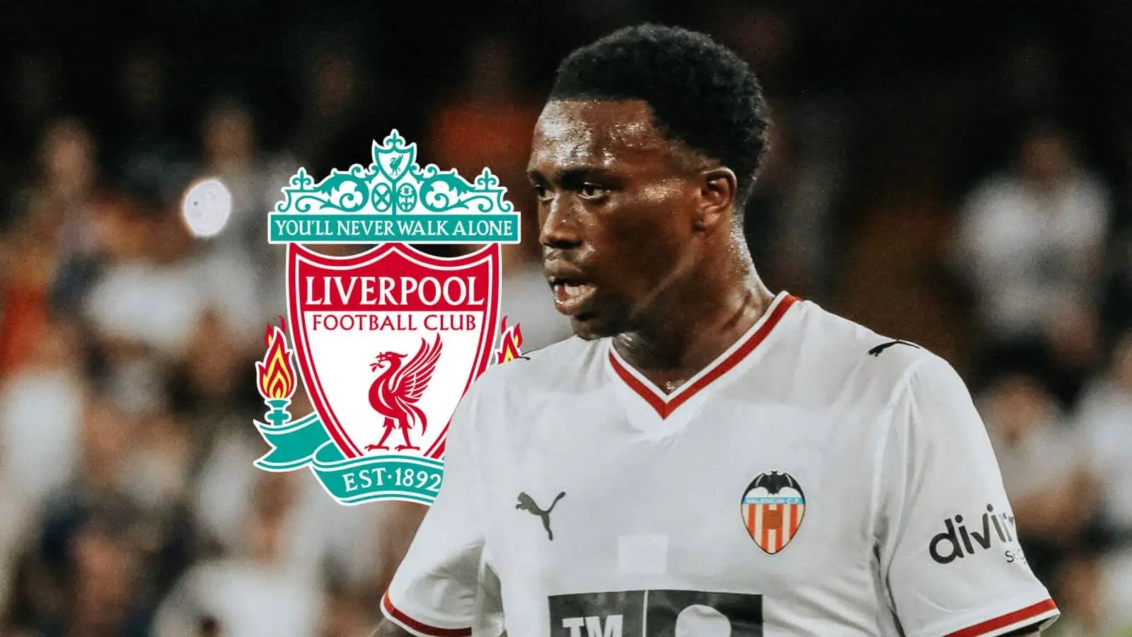 Valencia winger David Otorbi, Liverpool badge